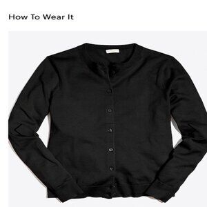 JCREW BLACK CLASSIC COTTON CARDIGAN SWEATER LARGE